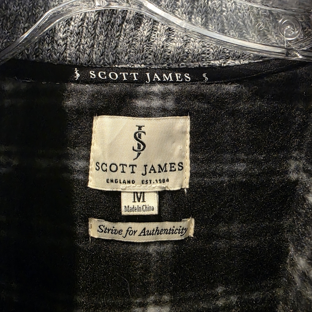 Scott James Mens Luxury Jacket M Gray Quilted Full Zip Plaid Lined Polished - Picture 3 of 13